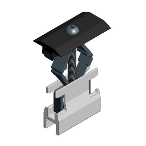 [721550ZW] Abraçadeira intermédia de alumínio para perfis de alumínio - T30 - gama de fixação 28-50 mm - preto